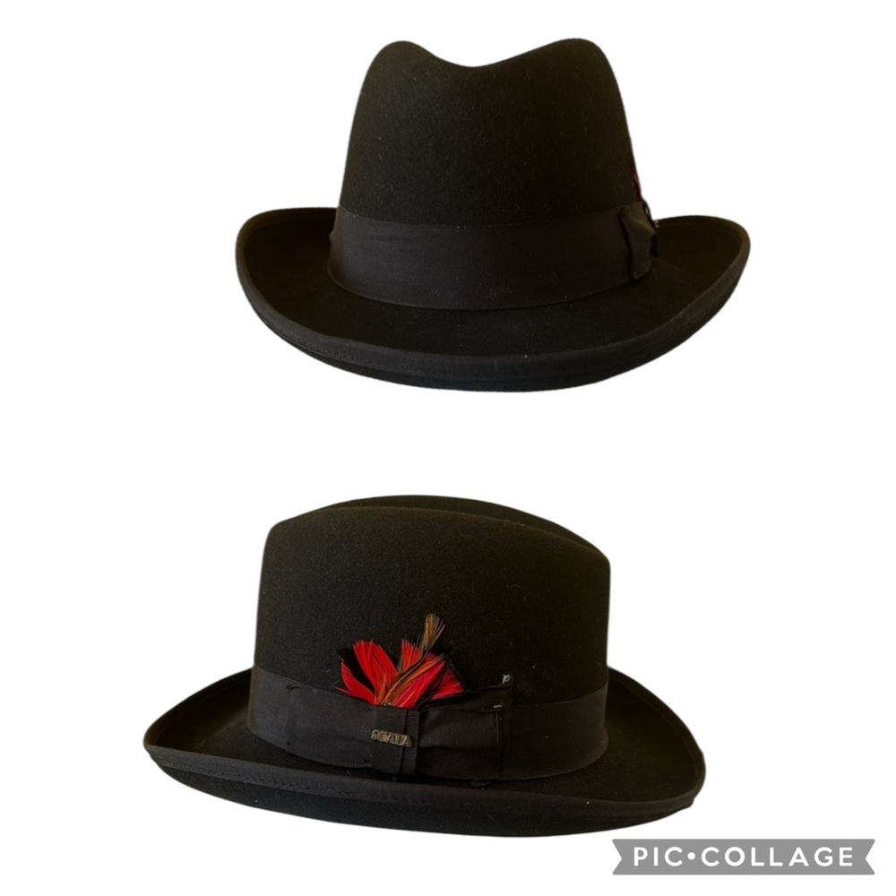 Scala Classico 100% Wool Felt Black Homburg Godfather Hat Size Large